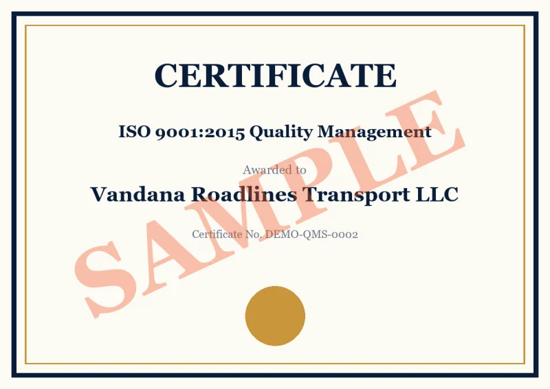 ISO 9001:2015 Quality Management (Sample)